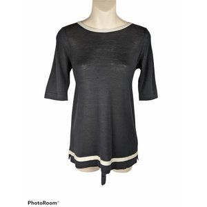 Margaret O'Leary Black sweater XS silk Cashmere open back drape black white